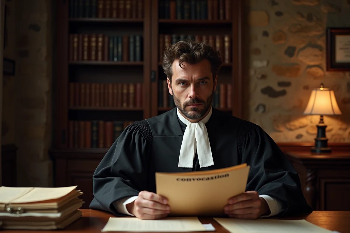 Avocat spécialisé en droit de la famille examinant un dossier de convocation devant le juge aux affaires familiales