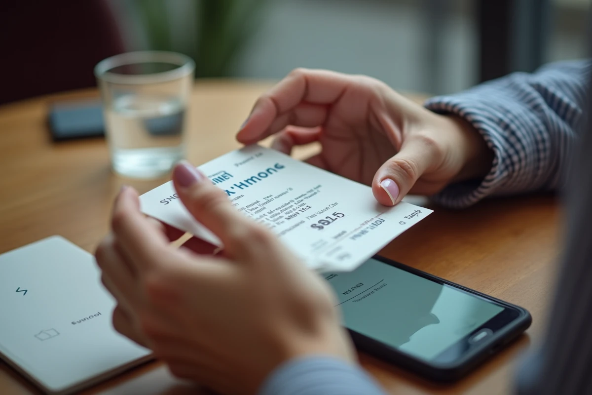 Gros plan sur un billet SNCF papier tenu à côté d'un smartphone affichant l'application SNCF pour modifier le nom du voyageur