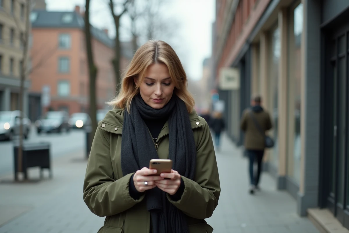 Femme consultant son téléphone pour se préparer avant un premier rendez-vous chez un psychologue
