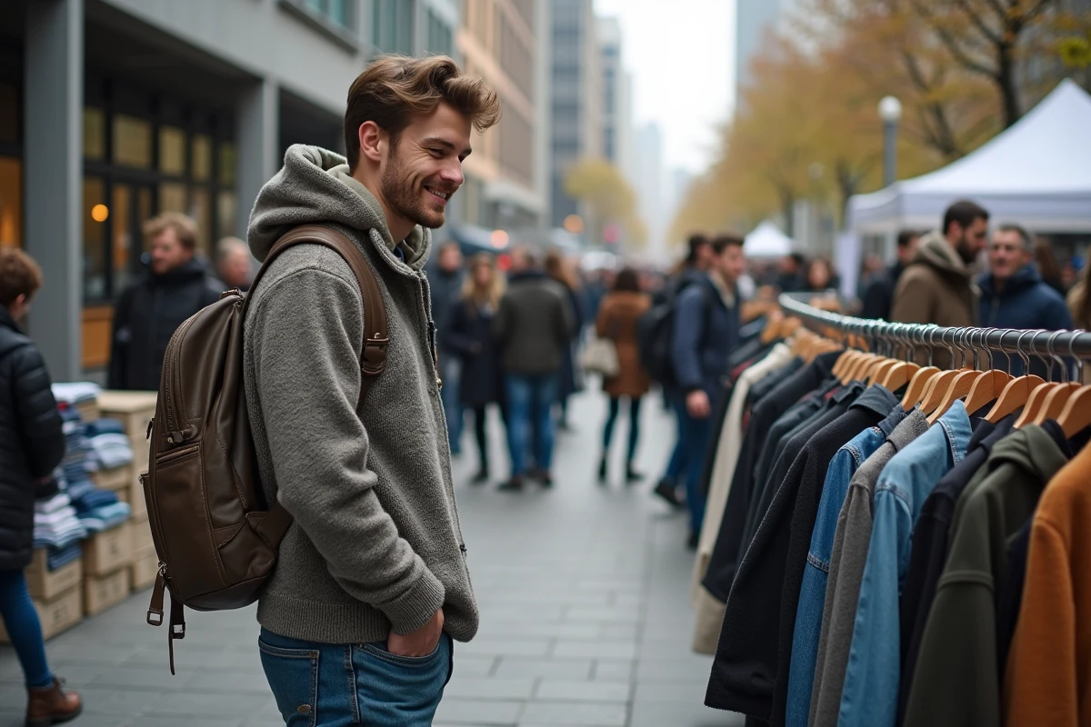 Jeune homme choisissant des vêtements lors d